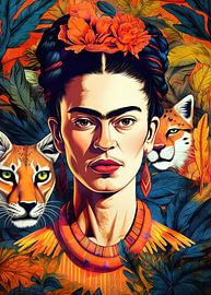 Frida and wild cats by JBJart Justyna Jaszke