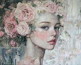 Rose portrait | Woman with Roses by ARTEO Paintings