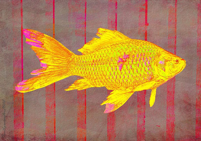 Gold Fish on Striped Background von mimulux patricia no