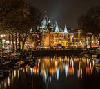 Amsterdam bij nacht van Michael Verbeek thumbnail