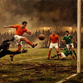 Netherlands vs Mexico Soccer Match Action Painting by Jan Keteleer