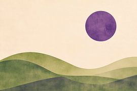 Purple sun over rolling hills by Poster Art Shop