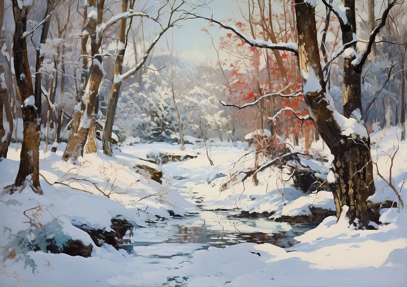 Scène de forêt enneigée par Peintures accrocheuses