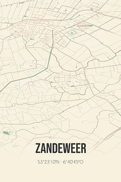 Vintage landkaart van Zandeweer (Groningen) van Rezona