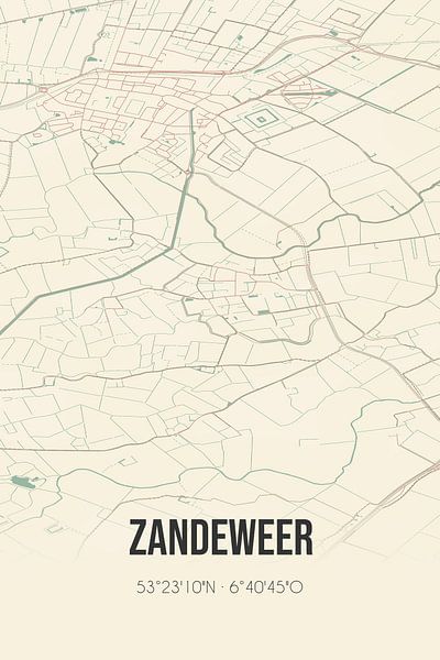 Vintage map of Zandeweer (Groningen) by Prints of Place