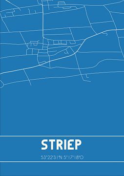 Blauwdruk | Landkaart | Striep (Fryslan) van MijnStadsPoster