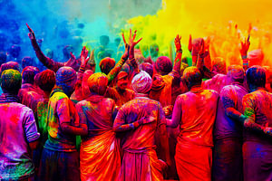 Inder feiern das Holi-Fest, Art Illustration