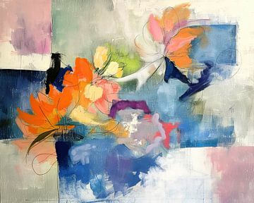 Bloem schilderij van Abstract Schilderij