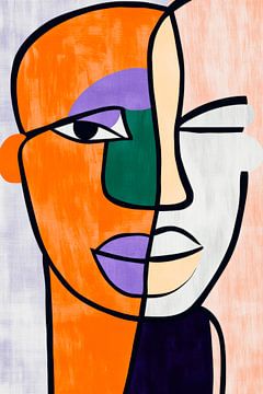 Coloured duality - faces in dialogue by Poster Art Shop