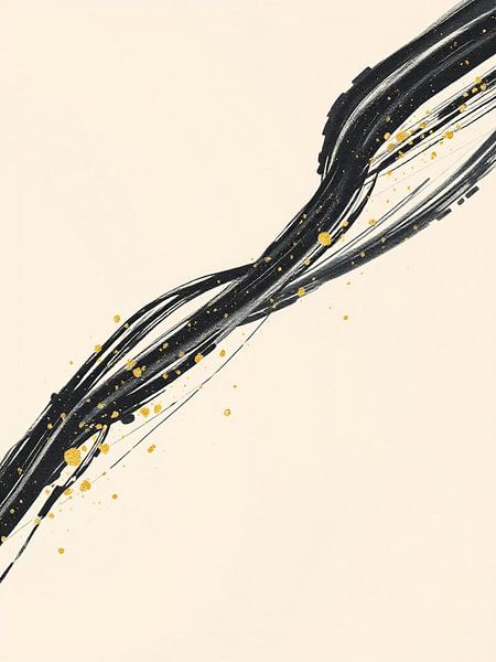 Black lines with gold speckles by On Your Wall