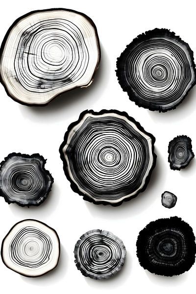 Anneaux d'arbres Monochrome par NJ Midnight Studio
