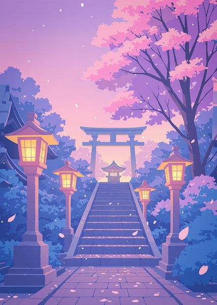 Anime Japan Cherry Blossom Sakura Torii Gate by Ruzerin