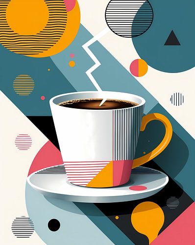 Koffiekopje met een abstract-geometrisch ontwerp voor een café-boetiek