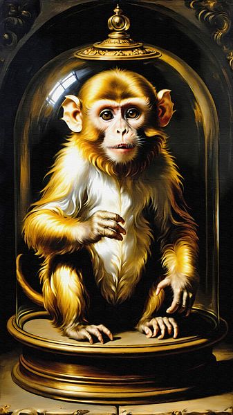 Singe dans un bocal en verre par Maud De Vries