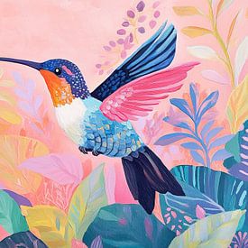 Bunter Kolibri im Garten von Blickfänger Gemälde