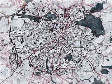 Map of Chemnitz with the style 'White Winter' by Maporia