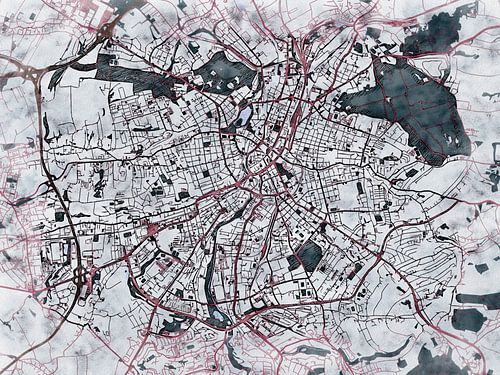 Carte de Chemnitz avec le style 'White Winter'