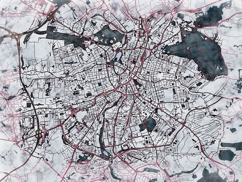 Carte de Chemnitz avec le style 'White Winter' par Maporia