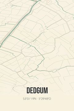 Carte vintage de Dedgum (Fryslan) sur Rezona