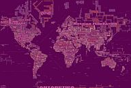 Wereldkaart Typografie, Magenta van MAPOM Geoatlas thumbnail