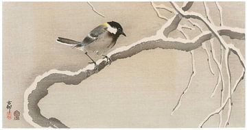 Ohara Koson - Japanse mees in de sneeuw (bewerkt) van Peter Balan