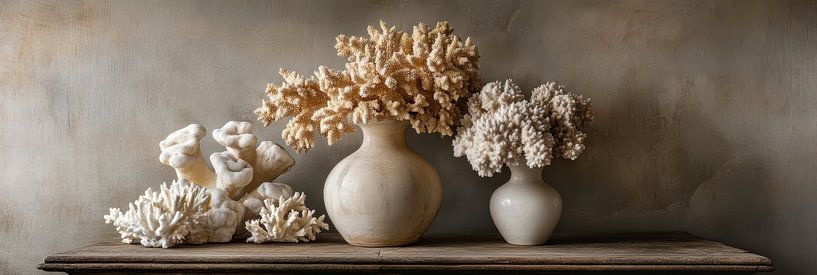Vases and Coral An Interplay of Nature as Still Life Panorama by Digitale Schilderijen