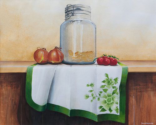 Stilleben Wecktopf und Kirschtomaten