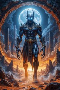Dark Fantasy Wandbild: NOCTARION - Der Dämon durchschreitet das Sternentor zwischen den Welten