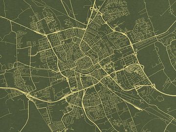Kaart van Groningen in Groen Goud van Map Art Studio