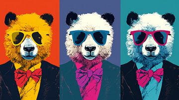 Warhol: Kleurrijke Panda Parade van ByNoukk