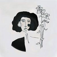 vrouw met bloemen boeket