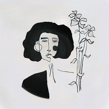 Frau mit Blumenstrauß von kath.illustrated