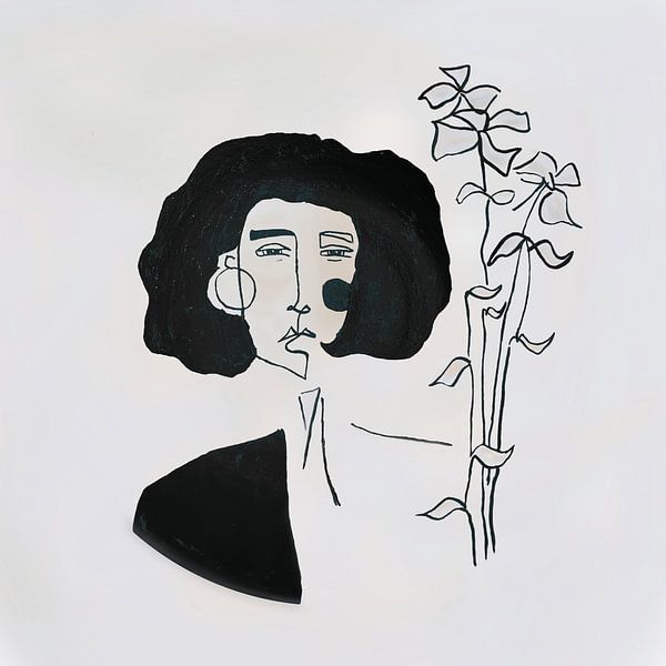 femme avec un bouquet de fleurs par kath.illustrated