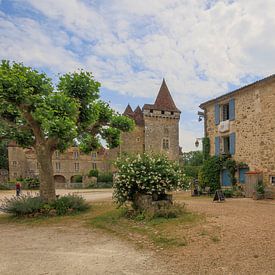 Place avec château et magasin à Saint-Jean-de-Côle, France sur Joost Adriaanse