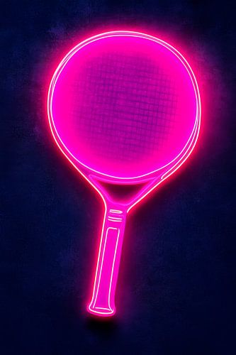 Neon tennisracket in licht ontwerp