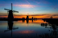 Windmills with sunrise by Ton de Koning thumbnail