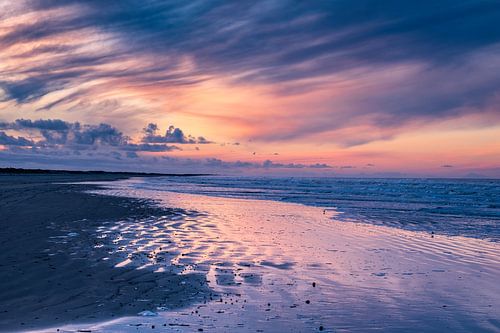 Sunset on the beach of Ameland
