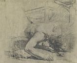 Mann auf dem Boden liegend und die Ecke eines Bettes, Jean-Baptiste Deshays, 1758-1765 von Atelier Liesjes Miniaturansicht