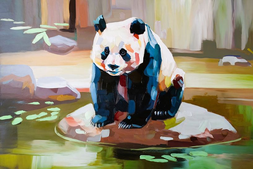 Peinture cubiste d'un panda par Art & Soul Creations