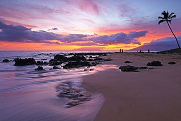 Sunset on the beach of Hawaii by Antwan Janssen