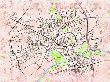 Map of Menen with the style 'Soothing Spring' by Maporia