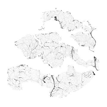 Wateren van Zeeland in Zwart-Wit van Maps Are Art