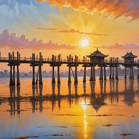 U Bein Brug in Mandalay van Fukuro Creative