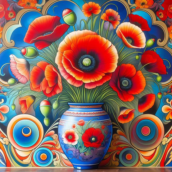 Rote Mohnblumen in einer Vase von Tatjana Korneeva