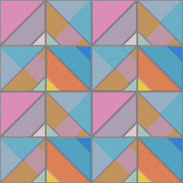 Abstract geometrisch vormen in blauw grijs roze tinten van Maurice Dawson