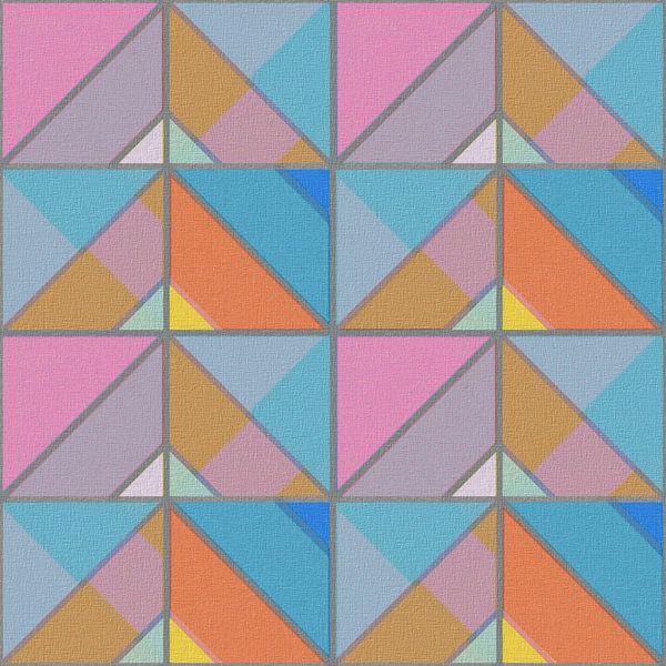 Abstract geometrisch vormen in blauw grijs roze tinten van Maurice Dawson