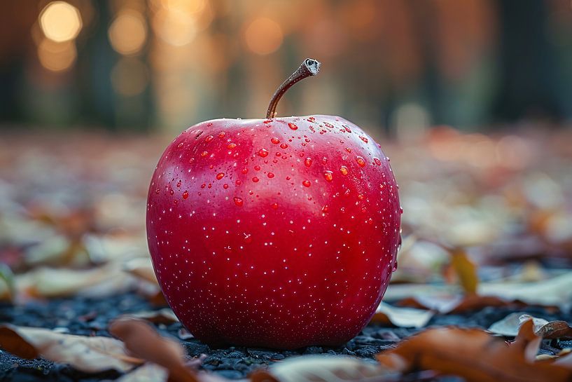 Red Apple on Leaf by Art & Soul Creations