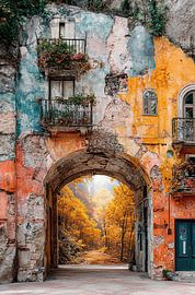 Gateway to Golden Forest - Dreamy Street Art Painting by BowiScapes - Fine Art and Urban Wall Art