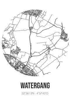 Watergang (Noord-Holland) | Karte | Schwarz und Weiß von Rezona