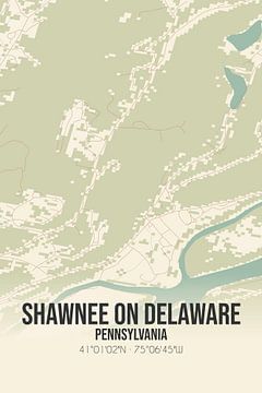 Alte Karte von Shawnee On Delaware (Pennsylvania), USA. von Rezona